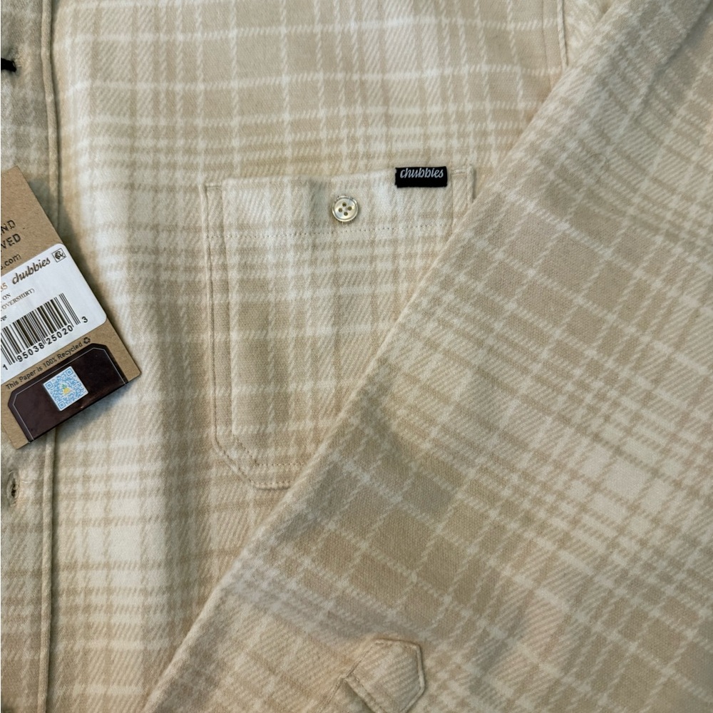 chubbies NWT Men’s XL Beige Plaid Button-Down Shirt - Picture 5 of 7